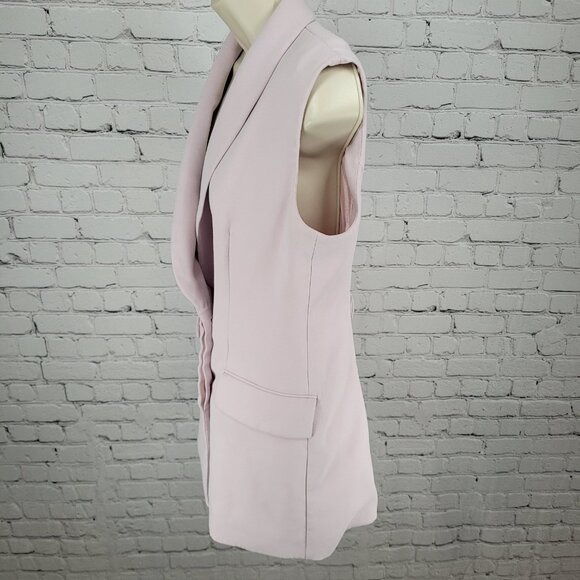 Zara Pale Pastel Pink Buttoned Lined Collared Blazer Vest Jacket Size Medium M - Picture 14 of 16